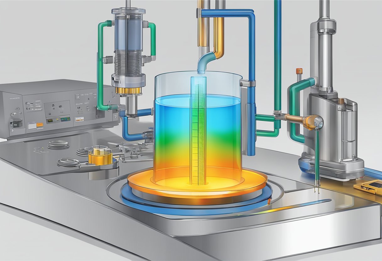 A sample is placed in a DSC instrument. Heat is applied, and the temperature difference between the sample and a reference material is measured, showing any phase transitions or energy changes